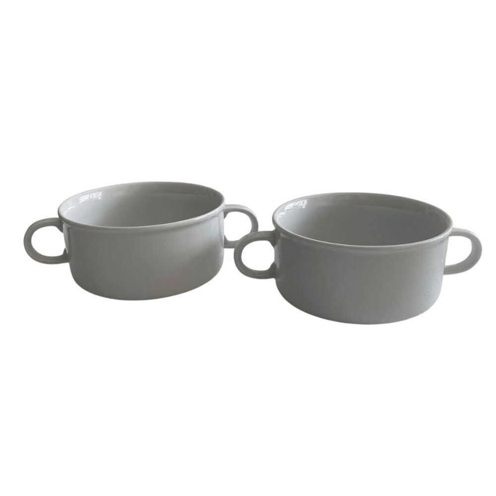 White Bohemia Carlsbad Czechoslovakia Fine de Boheme Double Handled Soup Bowls 2